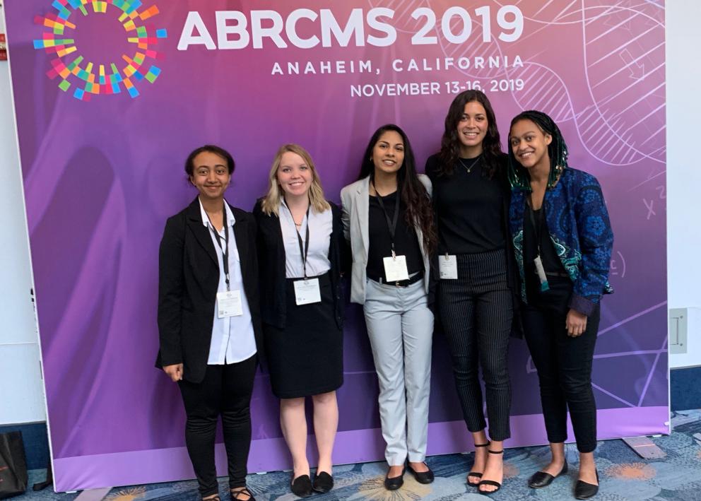 Five participants pose for picture at 2019 ABRCMS Conference