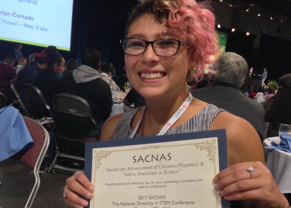 2020 SACNAS Conference award recipient poses for picture