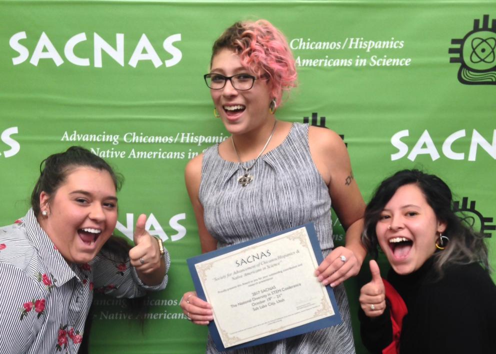 Three participants pose for picture at 2020 SACNAS Conference